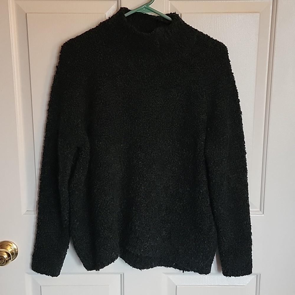Ann Taylor's LOFT long sleeved sweater, short turtleneck, black and green, M.